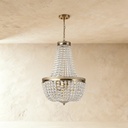 3 light antique brass crystal glass chandelier STS