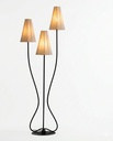 3 light hammered metal floor lamp with linen shades STS