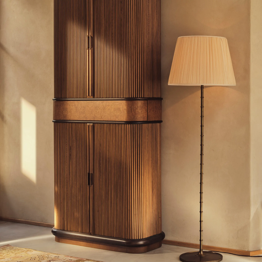 Adored with fine ribbed detailing around the stem floor lamp with linen shade STS