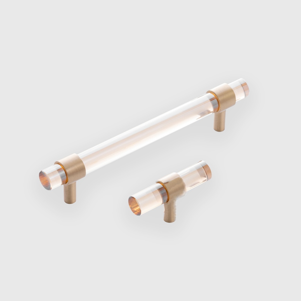 Modern Goldish Acrylic T-Handle With Golden Ri