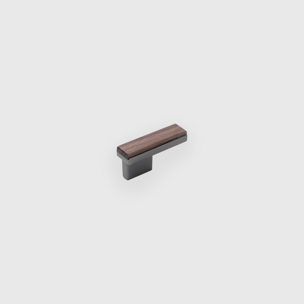 Varnish Walnut Black Steel Brushed Knob 