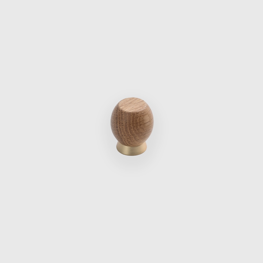 Varnish Oak Brass Brushed Wooden Knob 