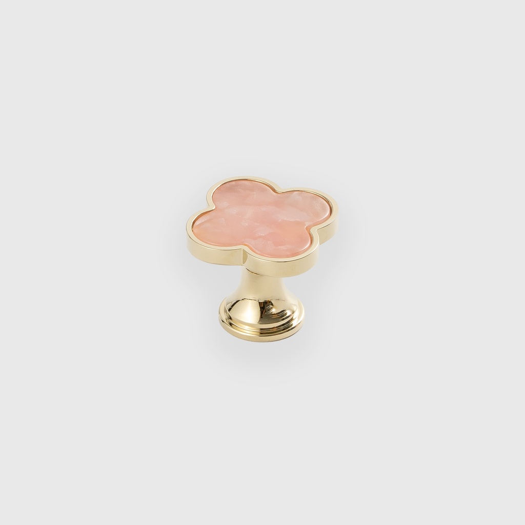Golden Knob With Pink Lucky Clover 