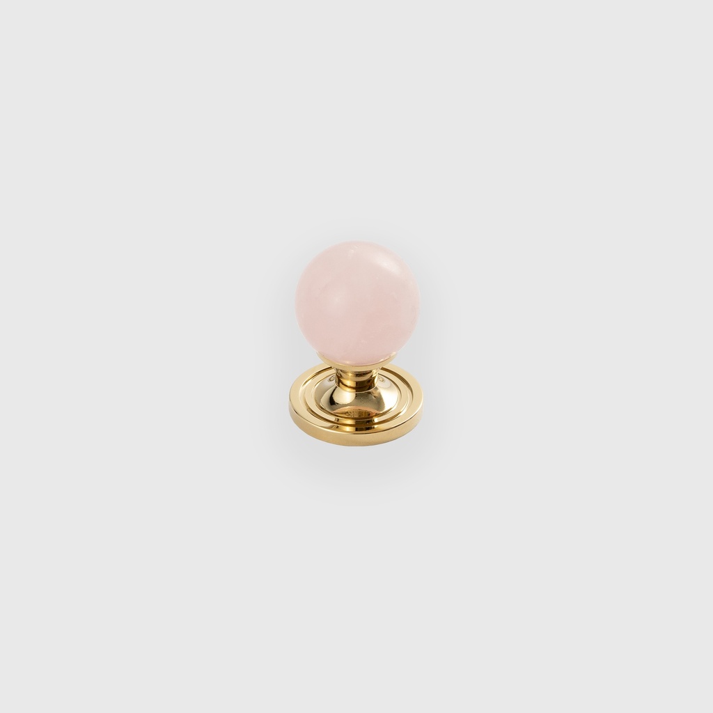 Rose Quartz Palla Shiny Golden Knob 