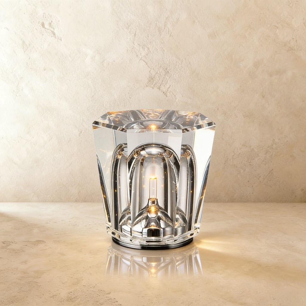 Clear crystal cordless rechargeable table lamp STS