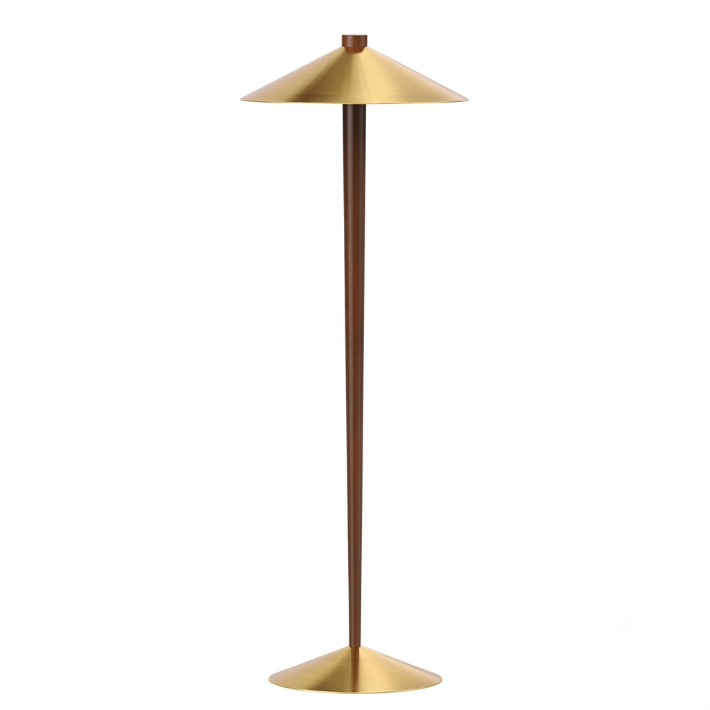 2 light burnished brass cone floor lamp STS