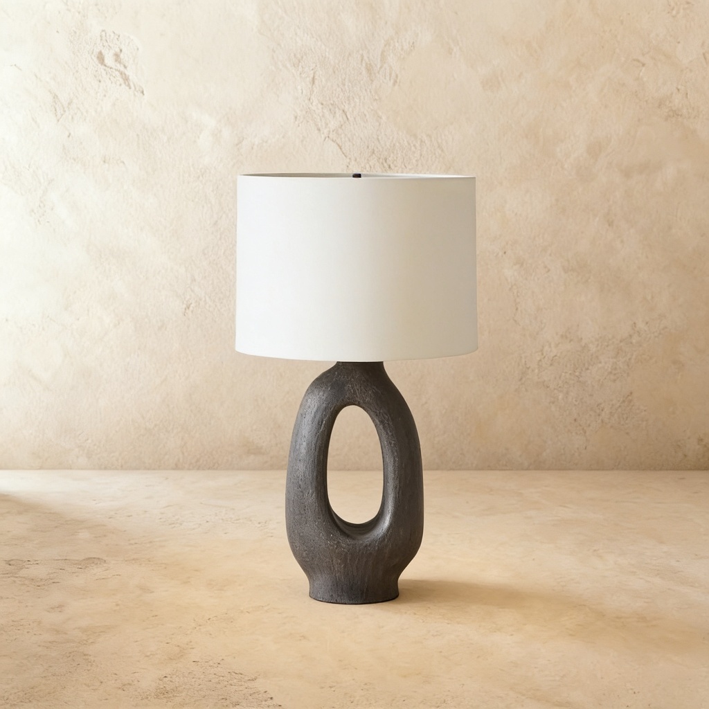 Black hand-formed ceramic large table lamp STS