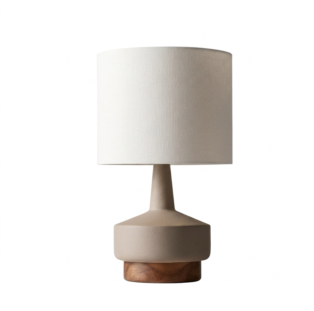 Wood &amp; Taupe ceramic medium table lamp STS