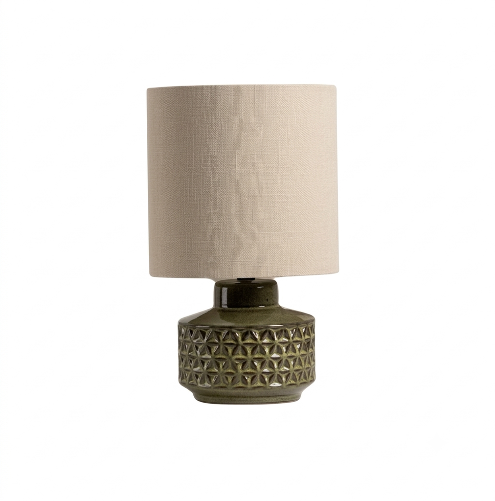 Green glazed reactive ceramic short table lamp STS