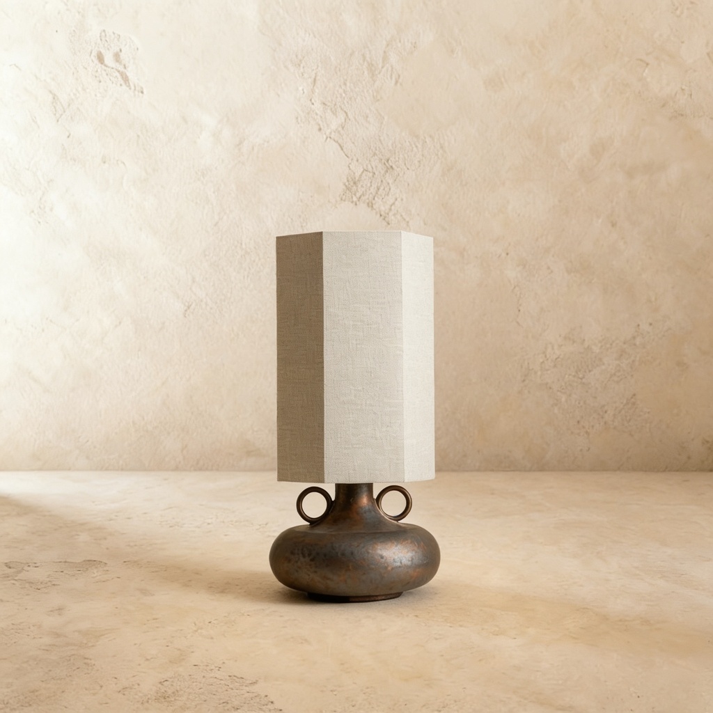 Bronze ceramic and linen table lamp 43.5*34.5*70.5