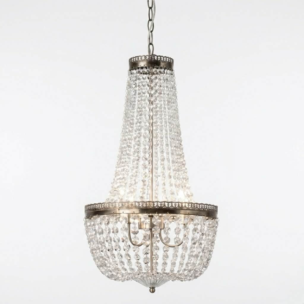 3 light antique brass crystal glass chandelier STS