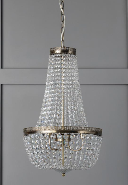 3 light antique brass crystal glass chandelier STS