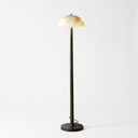 Black metal floor lamp with hand-carved alabaster STS