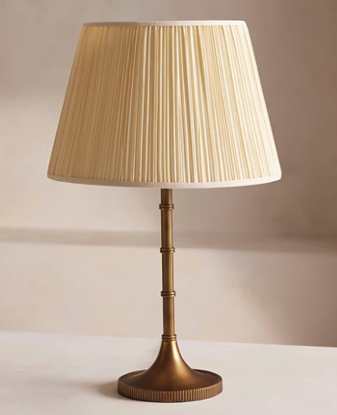 Adored with fine ribbed detailing around the stem table lamp with linen shade STS
