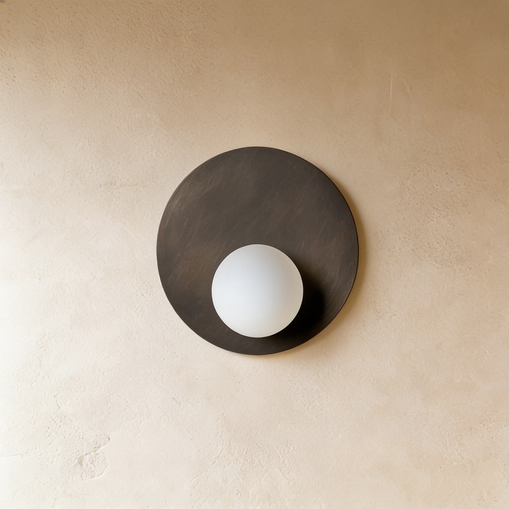 Aged broze and opal disc wall lamp STS