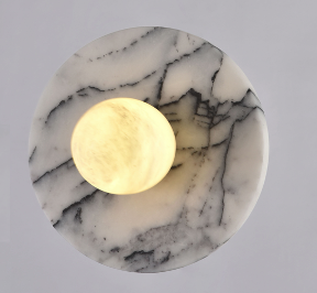 Lilac round marble with glass globe wall lamp STS