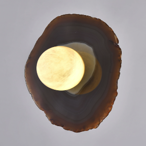 Dark red irregular agate stone with glass globe wall lamp STS