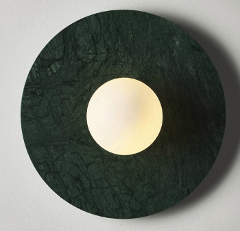 Green marble with round glass wall lamp STS