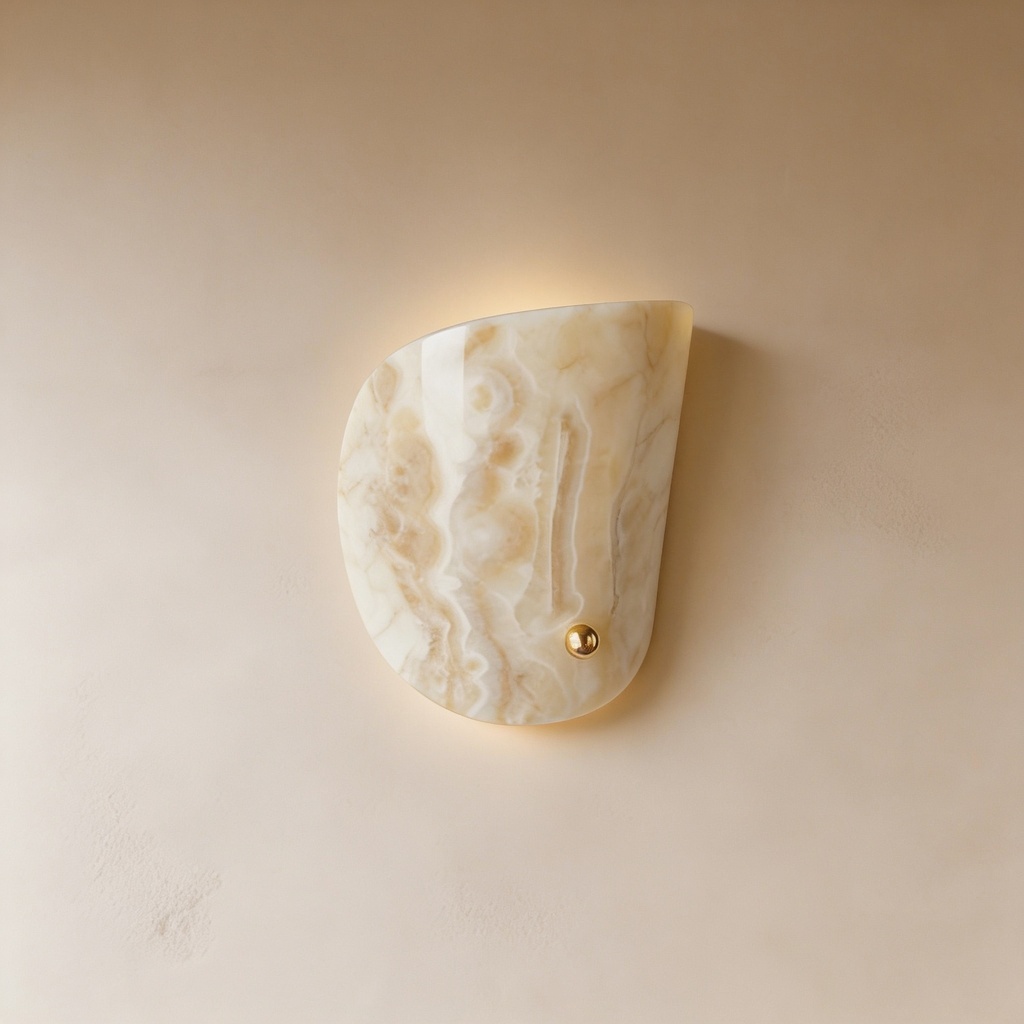 Curved cream onyx wall sconce STS