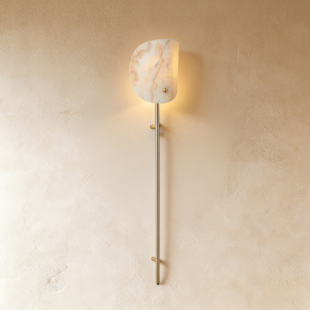 Curved cream onyx plug-in wall sconce STS