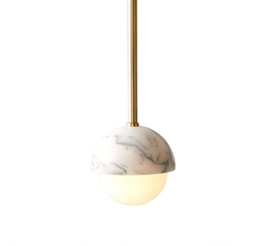 Polaris arabescato marble and gless globe pendant lamp STS