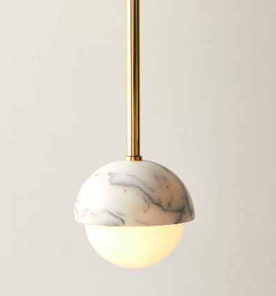 Polaris arabescato marble and gless globe pendant lamp STS