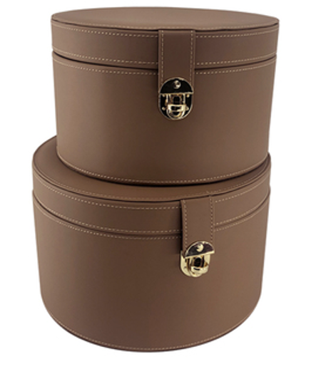 Coffee colored cylinder storage box STS