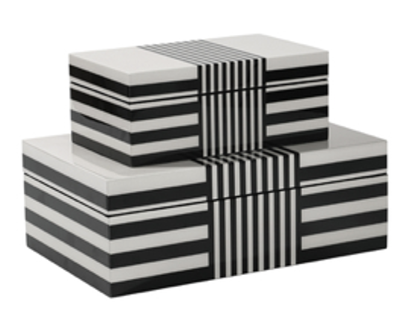 Black and white line lacquer box STS