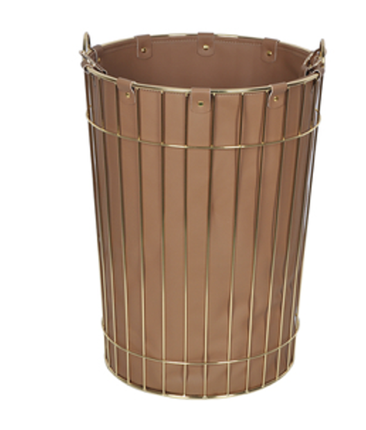 Coffee colored cylindrical frame storage basket STS