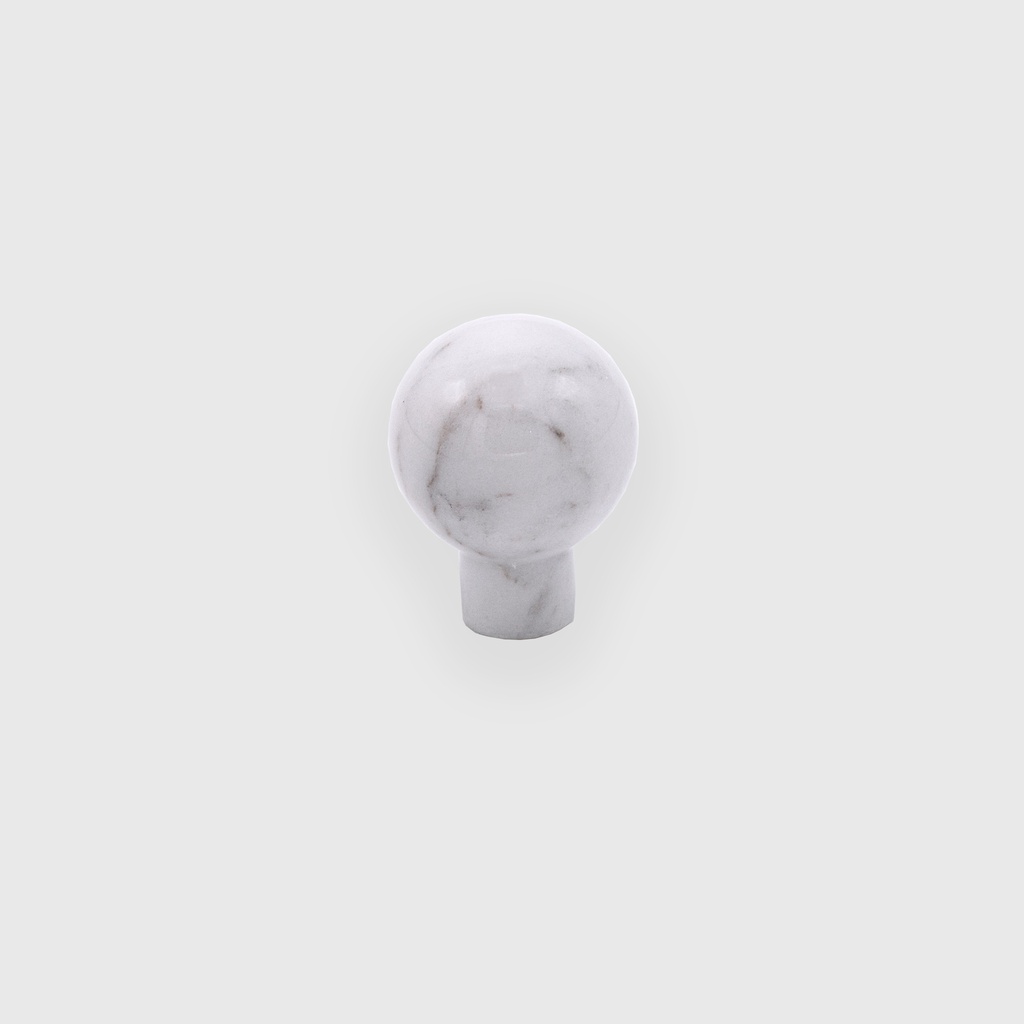 Striped Matte White Marble Ball Knob 