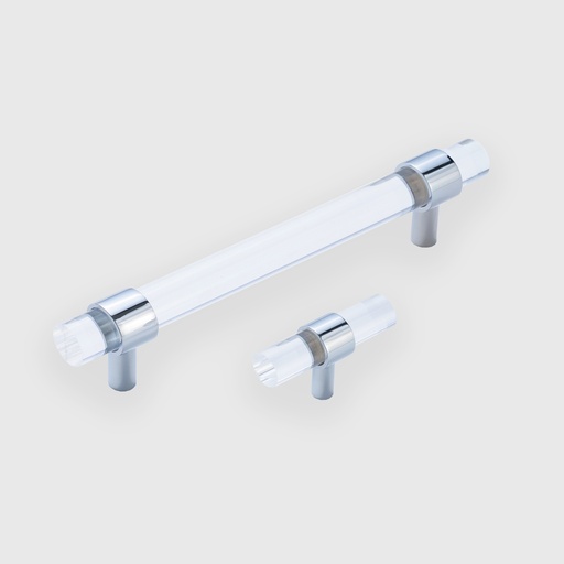 Modern Clear Acrylic Pull With Silver Rings 