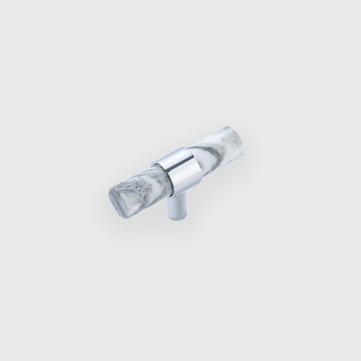 Stripped Marble Rode With Silver Ring T-Handle 