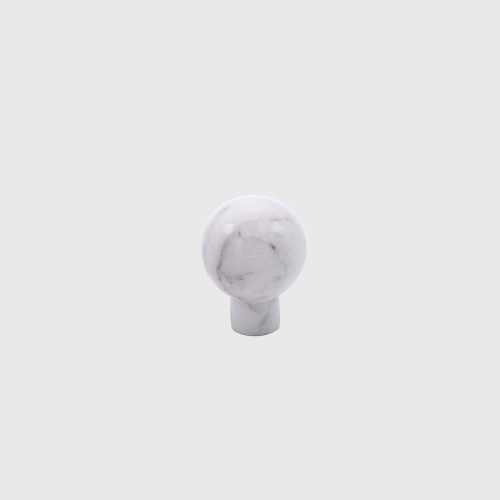 Striped Matte White Marble Ball Knob 