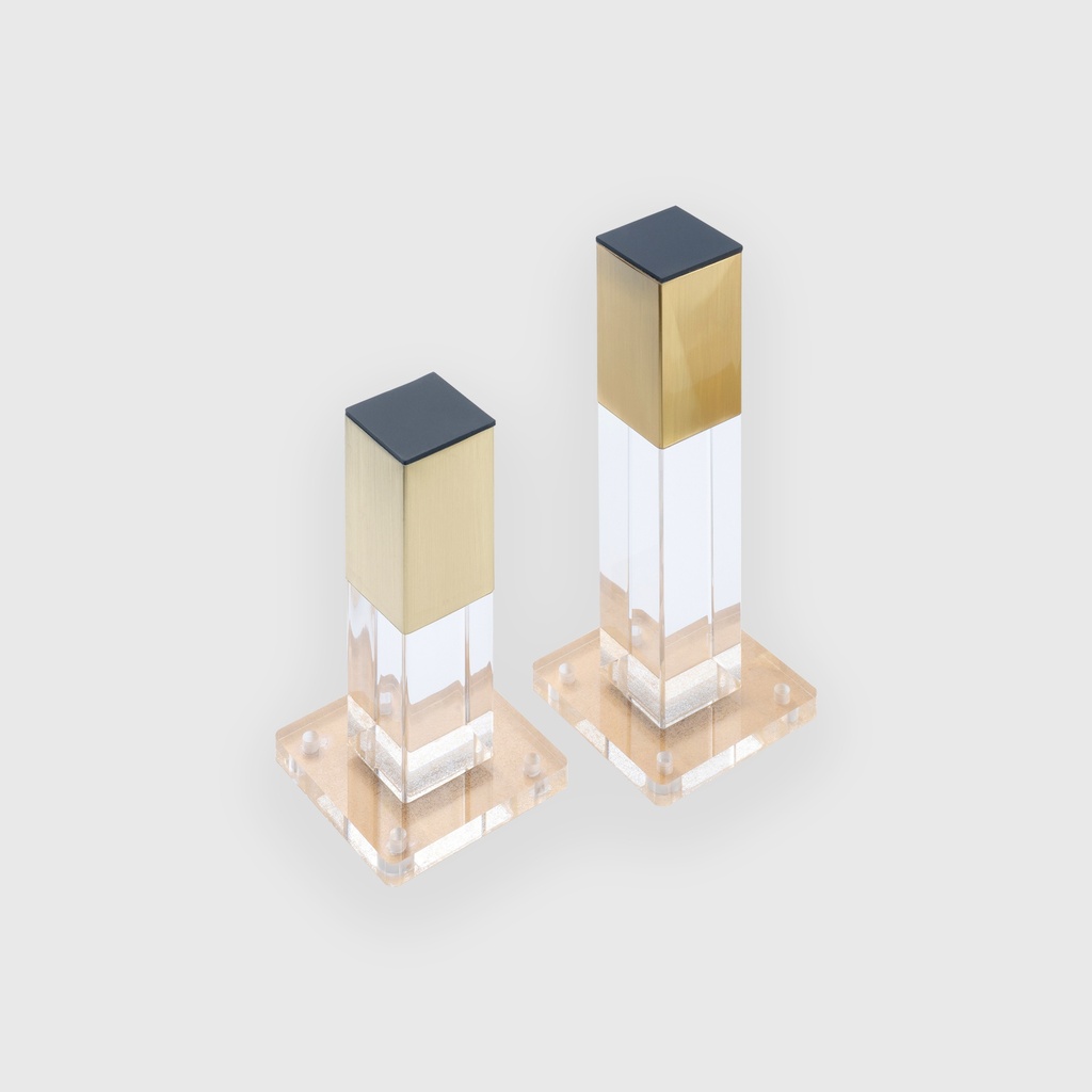 Acrylic square leg with golden cap 15