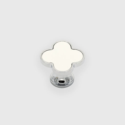 [LJO1282518] Silver Knob With White Lucky Clover 