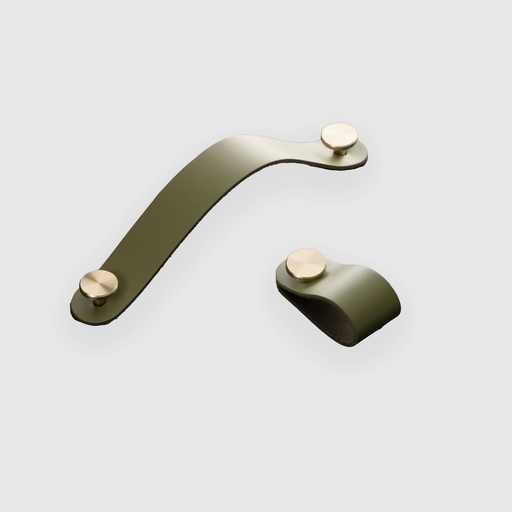 [ART1821128] Olive Green Leather  Strap Pull 