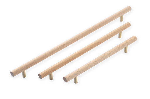 [RTR1200224] Wooden handle with brass base 224*25*284
