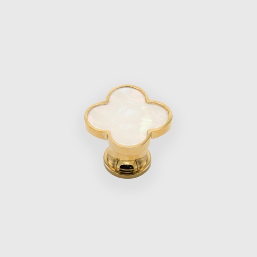 [LJO0282518] Golden Knob With Oyster White Lucky Clover 