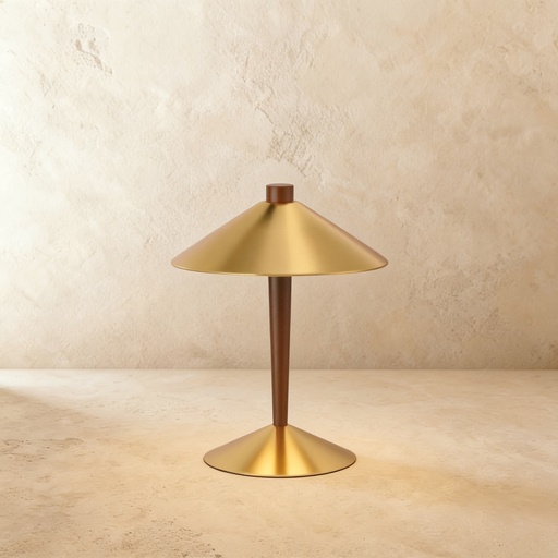 [GLTL0005] 2 light burnished brass mini cone table lamp STS