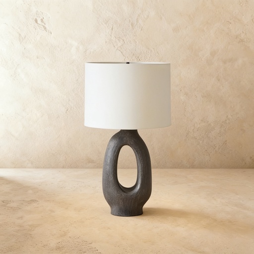 [GLTL0014] Black hand-formed ceramic large table lamp STS