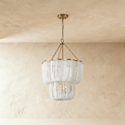 [GLCH0001] 4 light white scalloped chandelier 41*42*51.5