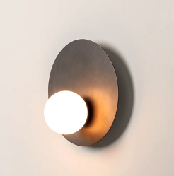 [GLWL0002] Aged broze and opal disc wall lamp STS