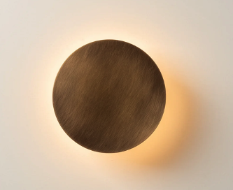[GLWL0003] Led adjustable aged brass disc wall lamp STS