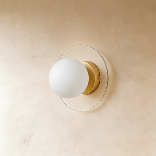 [GLWL0007] Pink round crystal stone with alabaster globe wall lamp STS