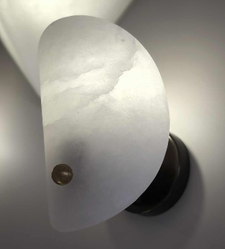 [GLWL0009] Curved cream onyx wall sconce STS